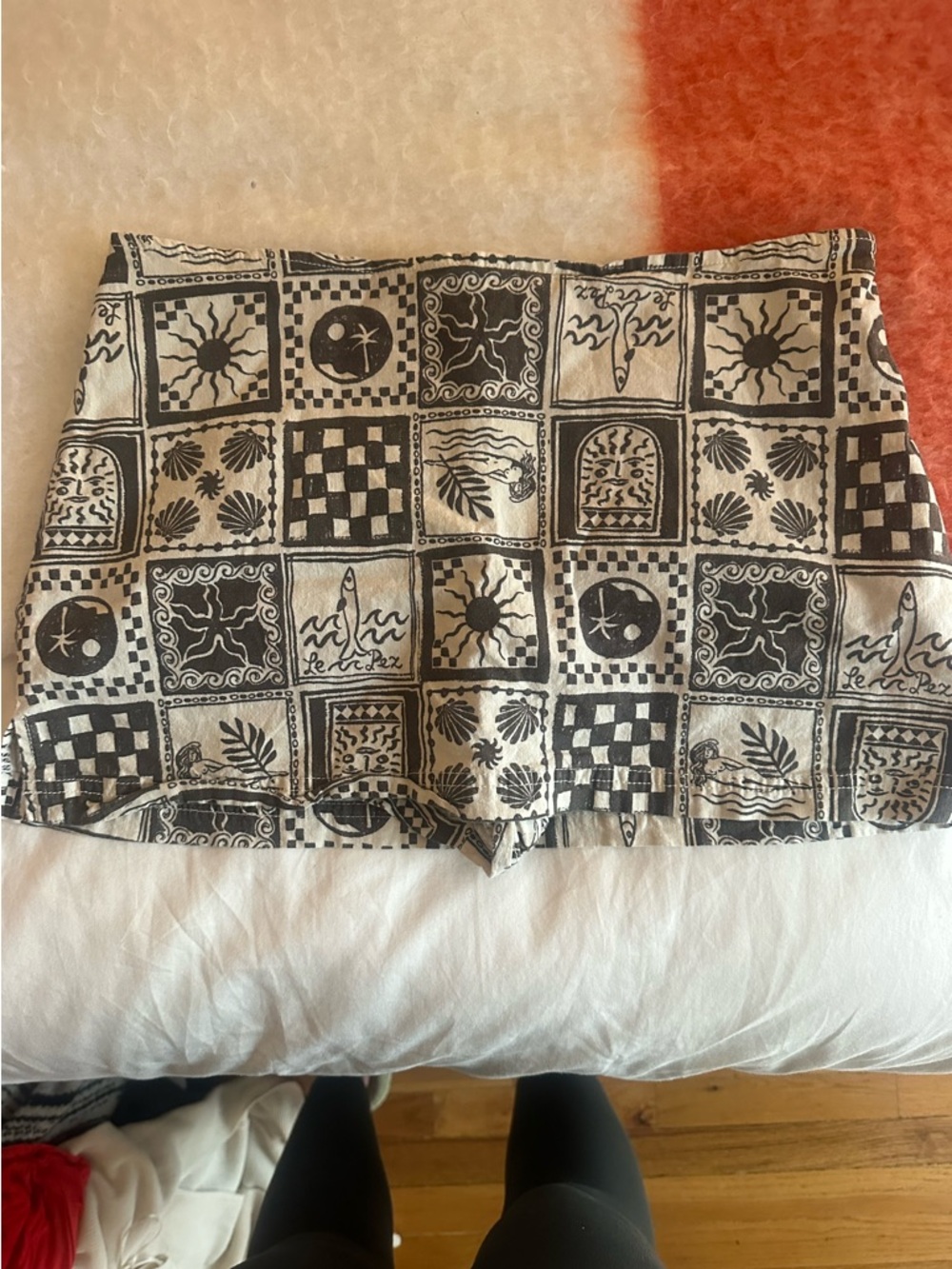 Urban Outfitters Black and Cream Printed Women’s Shorts